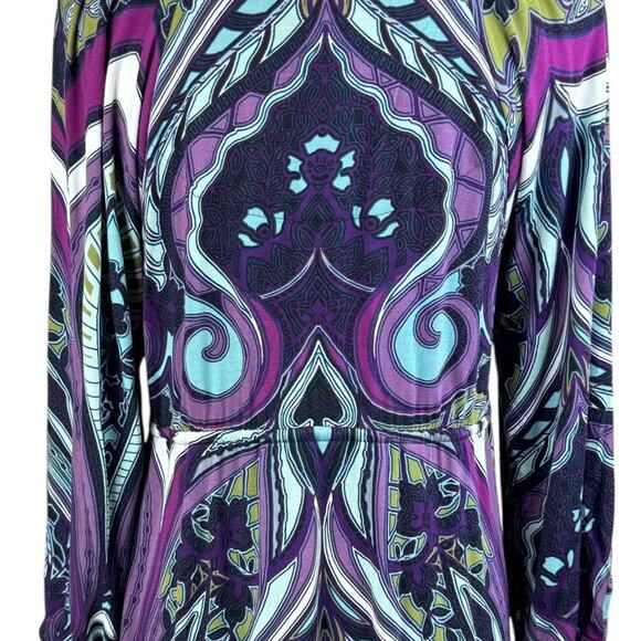 Soma NWT Colorful Print Drawstring Waist Scoop Neck Soft Mini Lounge Dress - Picture 8 of 12